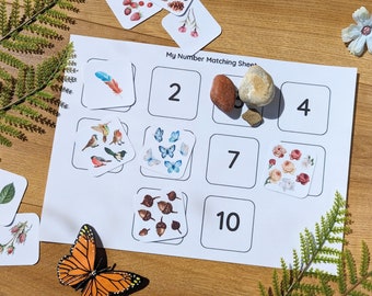 Nature Counting Activity Sheet: Forest School Learning Game (Instant Download)