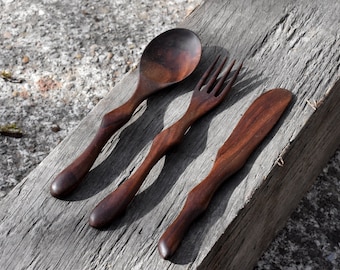 Unique Organic cutlery set, wooden utensils, wooden cutlery, wooden spoon, unique cutlery, flatware, wooden fork, eating utensils,dinnerware