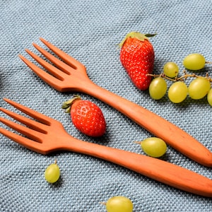 Wooden fork, unique plum wood, wooden cutlery, eating fork, cooking fork, handcrafted utensils