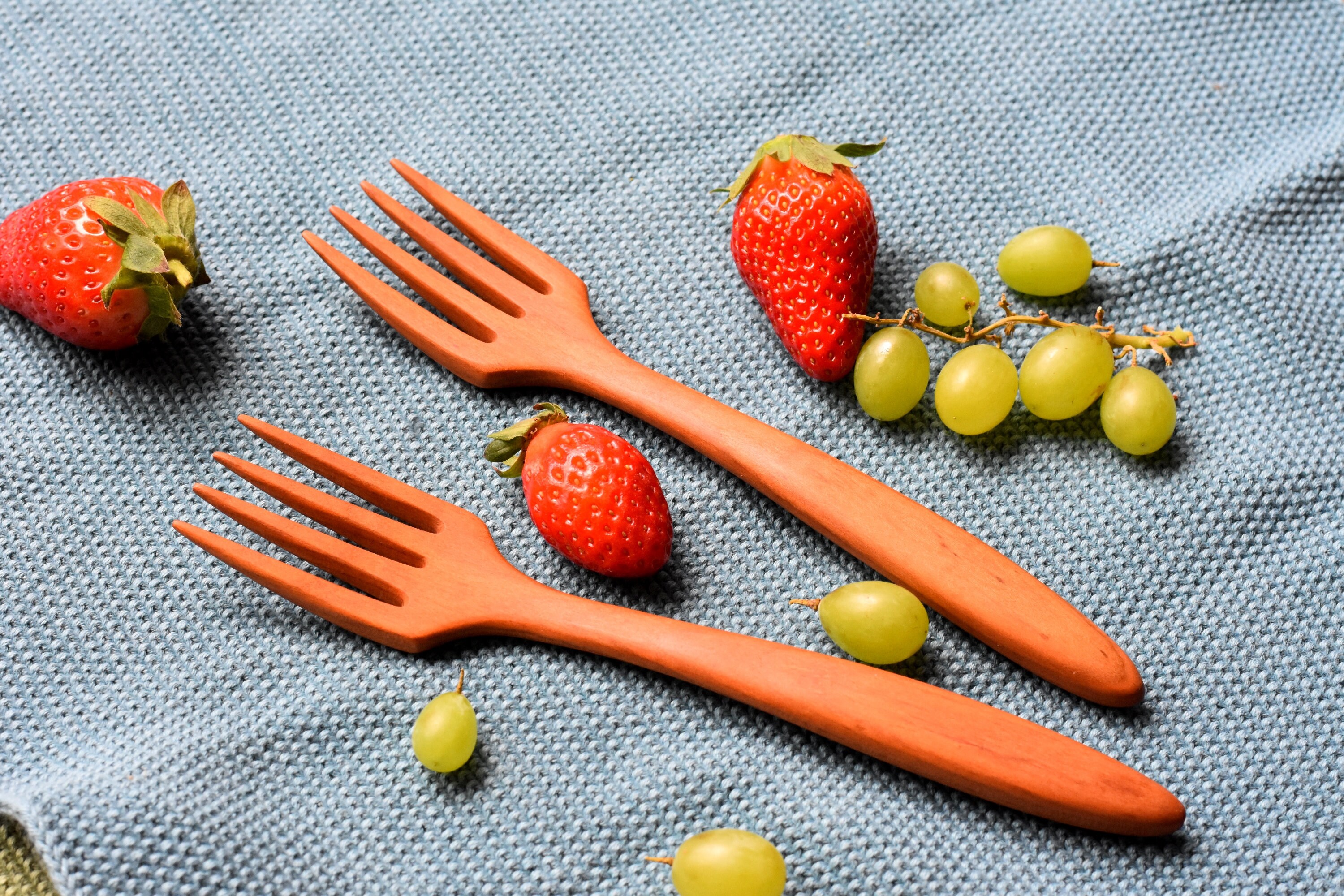 Wooden fork, unique plum wood, wooden cutlery, eating fork, cooking fork, handcrafted utensils