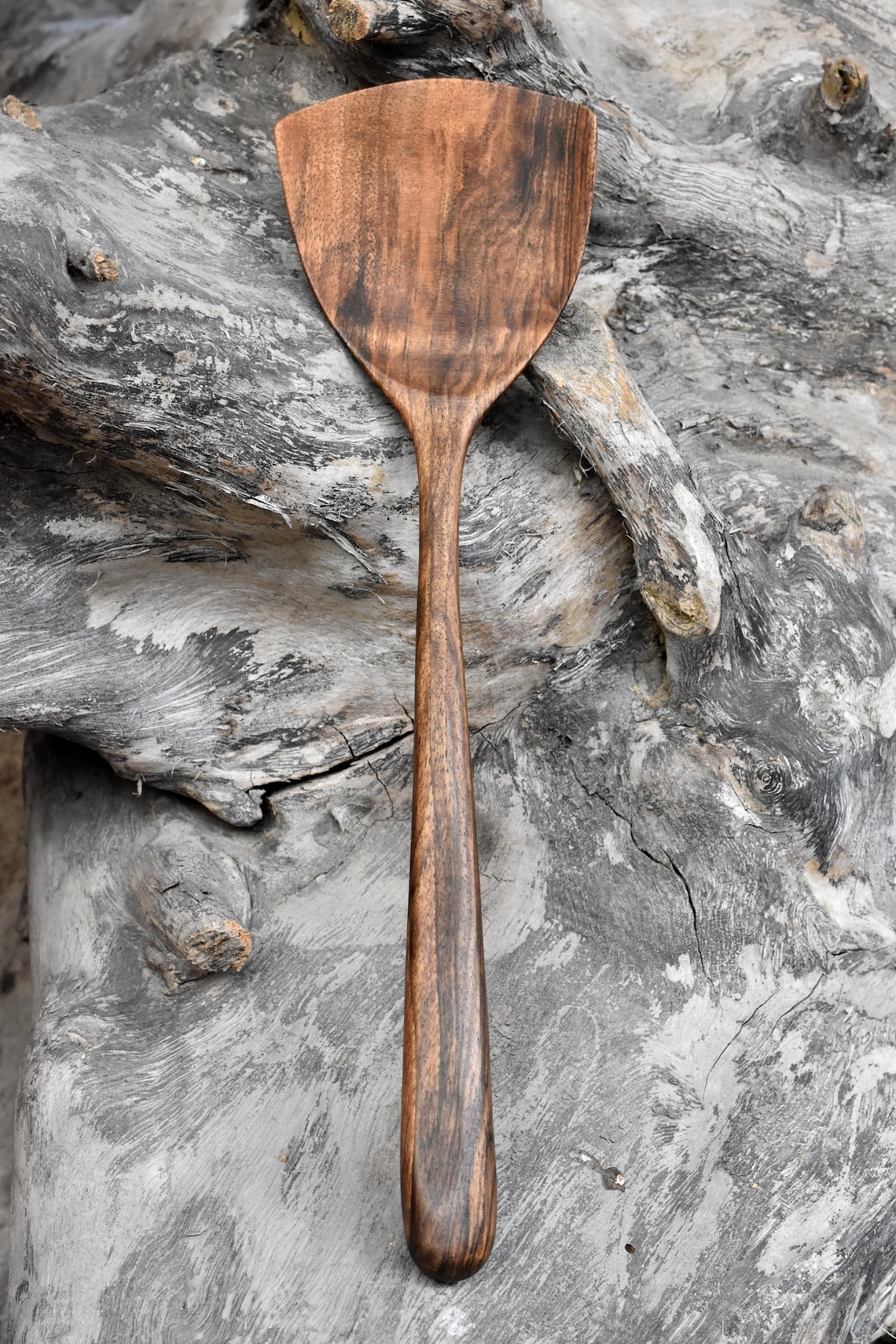 Wooden Wok Tool Unique serving spoon Wooden spatula Walnut Etsy