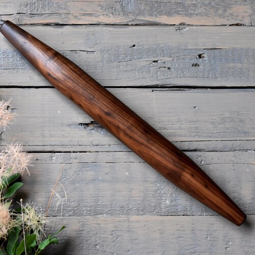 French rolling pin, black walnut, wooden rolling pin, tapered rolling pin, baking tool,