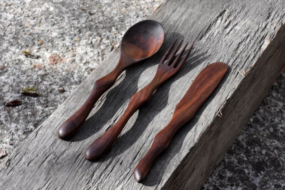 Unique Organic Cutlery Set, Wooden Utensils, Wooden Cutlery, Wooden Spoon,  Unique Cutlery, Flatware, Wooden Fork, Eating Utensils,dinnerware 