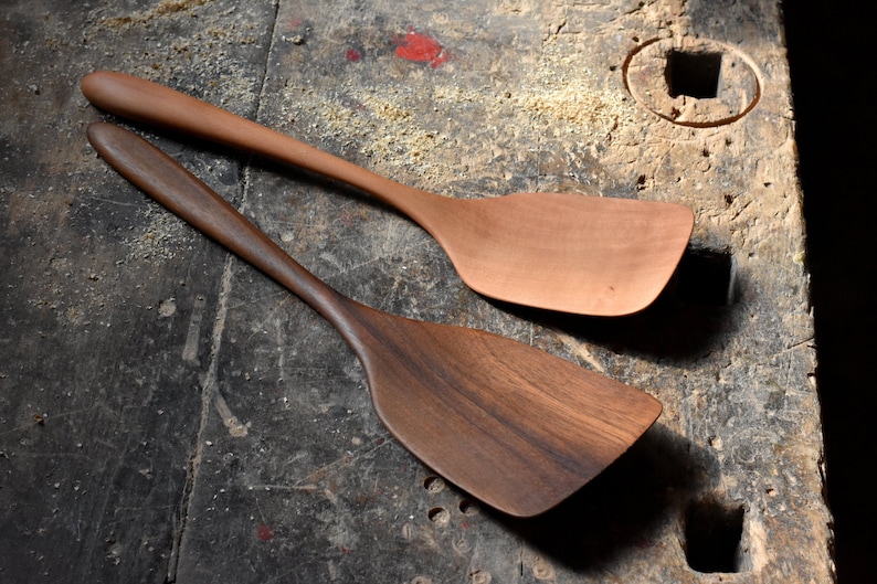 Cooking Set, 2 spatulas, walnut spatula,pear spatula, Wooden Spatula,Cooking Utensil,Long Wooden Spatula,Scrapping Spatula,Kitchenware image 1