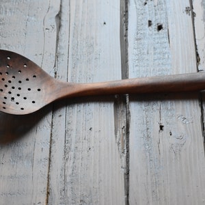 Wooden skimmer, Handcrafted utensil, wooden spoon, Laddle with holes,spoon with holes, serving spoon, cooking spoon, serving utensils walnut image 7