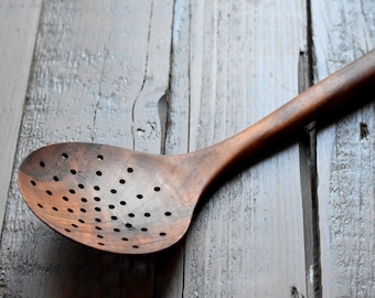 Wooden skimmer, Handcrafted utensil, wooden spoon, Laddle with holes,spoon with holes, serving spoon, cooking spoon, serving utensils walnut