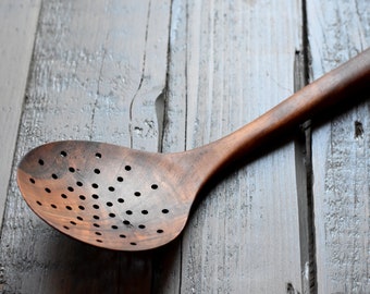 Wooden skimmer, Handcrafted utensil, wooden spoon, Laddle with holes,spoon with holes, serving spoon, cooking spoon, serving utensils walnut