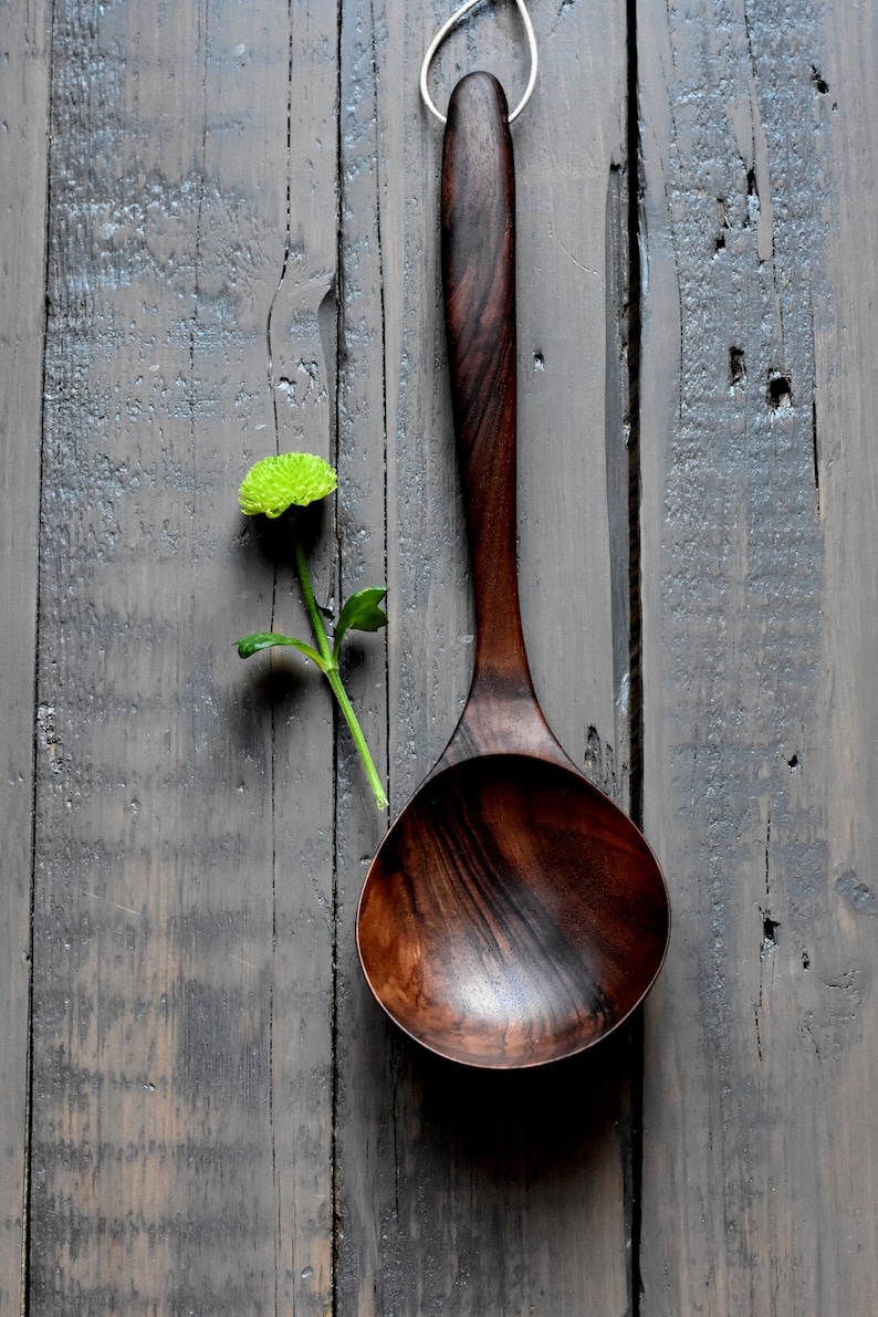 Wooden Ladle Wooden Spoon Handmade Serving Ladle Unique Wooden Etsy