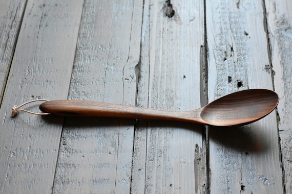 Servierlöffel aus Holz, eleganter Löffel, handgefertigter Löffel, Reisvorlöffel, Küchengeschirr aus Holz, Kochgeschirr aus Holz, ovaler Löffel, Holzbesteck,