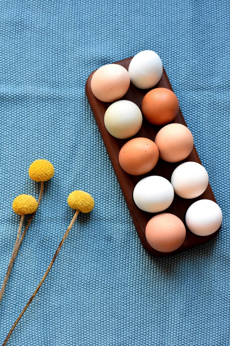 wooden egg holder, wooden egg tray, walnut wood egg holder, easter egg tray, easter, easter present, home decor, tray for 10-12 eggs, wood image 1