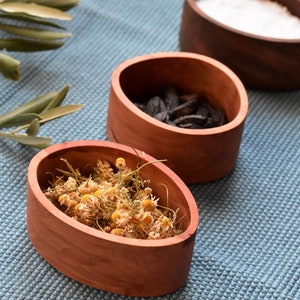 Organic Wooden salt box, spice box, tea box, salt cellar, small box, wooden cellar, walmut box, walnut salt box, salt box with lid image 6
