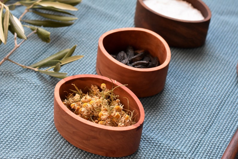 Organic Wooden salt box, spice box, tea box, salt cellar, small box, wooden cellar, walmut box, walnut salt box, salt box with lid image 6