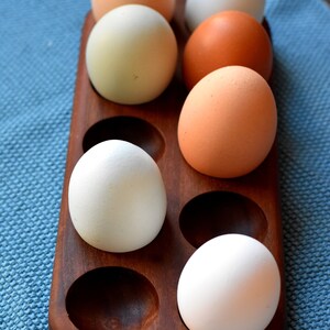 wooden egg holder, wooden egg tray, walnut wood egg holder, easter egg tray, easter, easter present, home decor, tray for 10-12 eggs, wood image 3