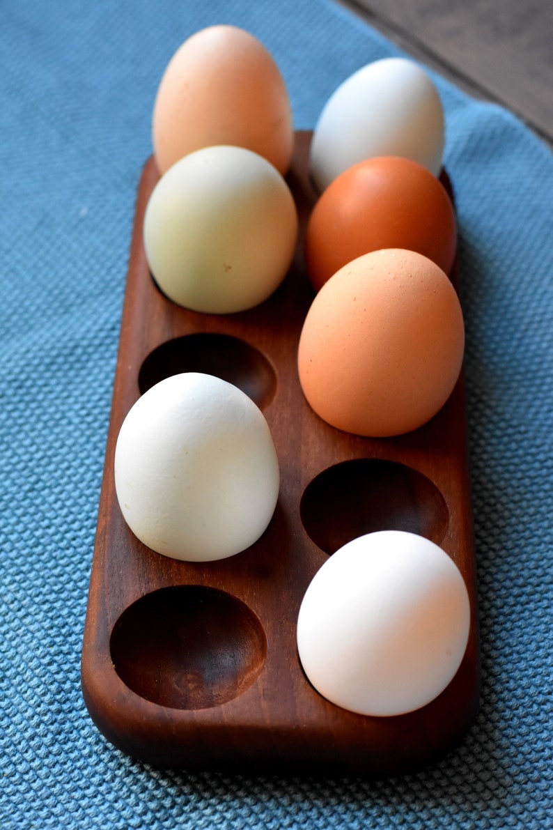 wooden egg holder, wooden egg tray, walnut wood egg holder, easter egg tray, easter, easter present, home decor, tray for 10-12 eggs, wood image 3