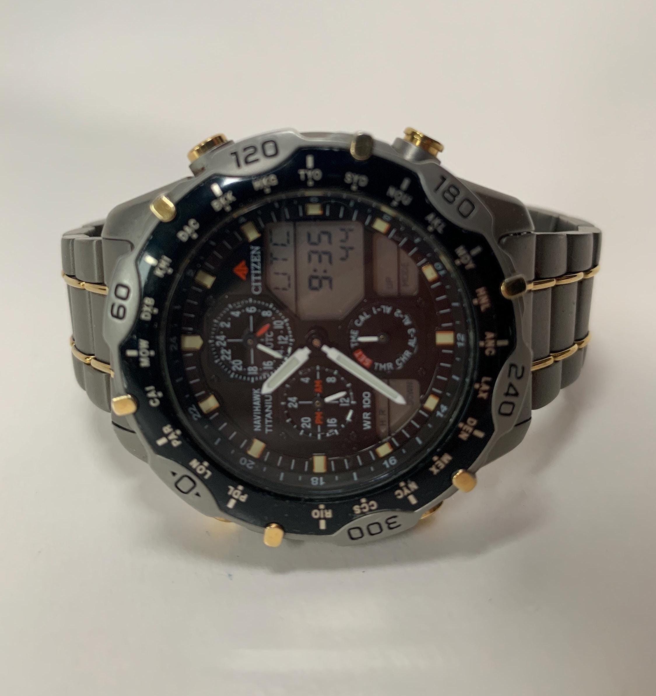 C300-Q00842 CITIZEN NAVIHAWK WORLD TIME BLUE DIAL MEN'S