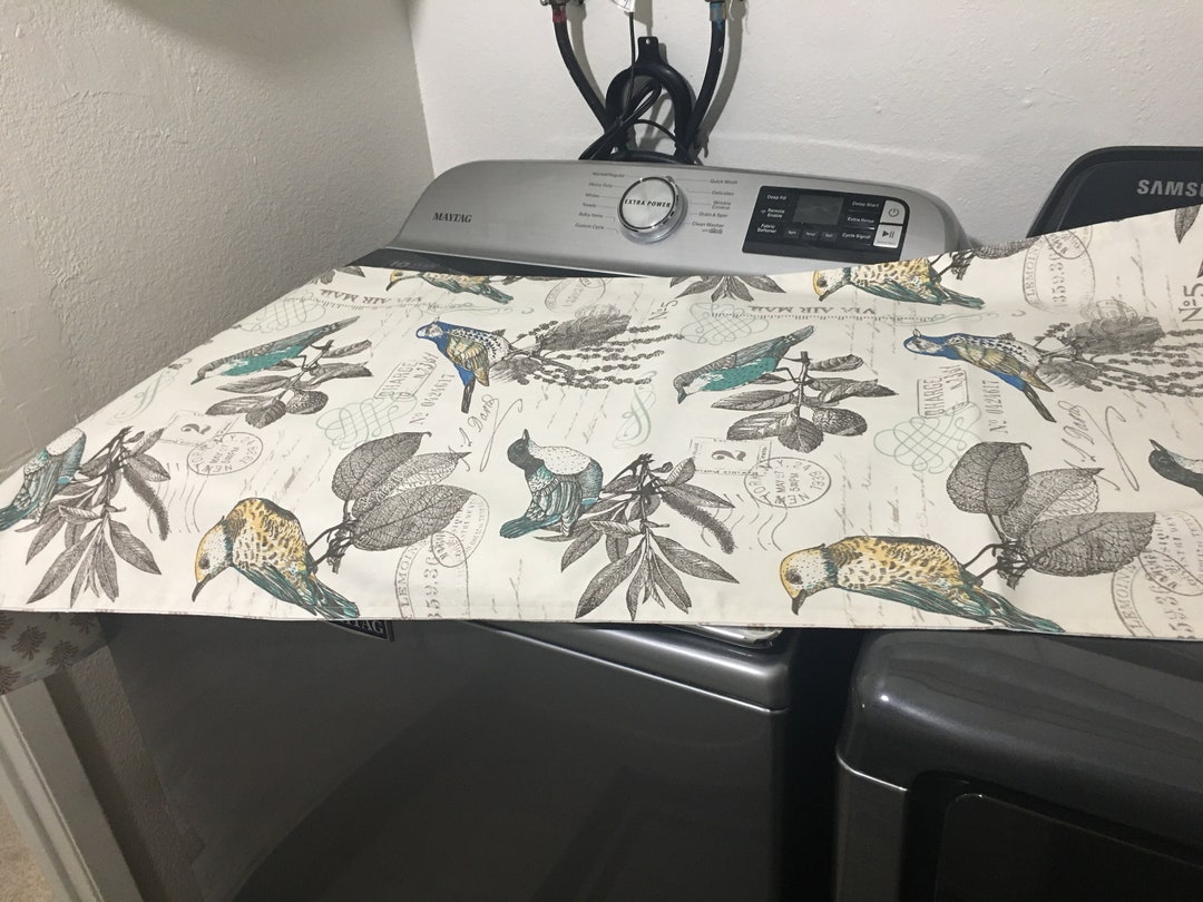 Washer and Dryer Top Fabric Cover, Reversible, 20 X 80, Birds & Leaves