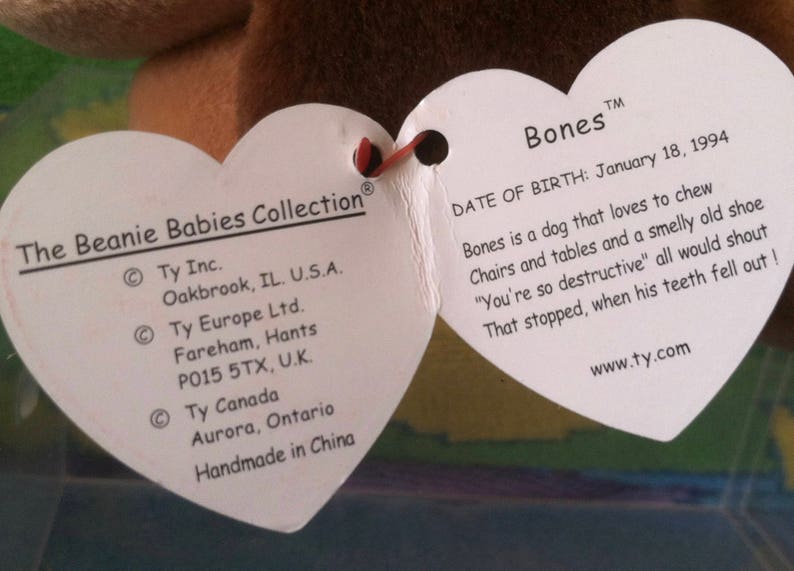 Ty Beanie Baby BONES the tan Dog