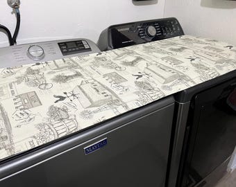 Reversible Washer and Dryer cover, Farmhouse and Stripes, Duck Cotton