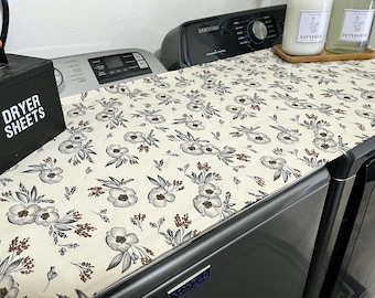 Washer and Dryer Reversible Duck Cotton Top Cover, Birds and flower print