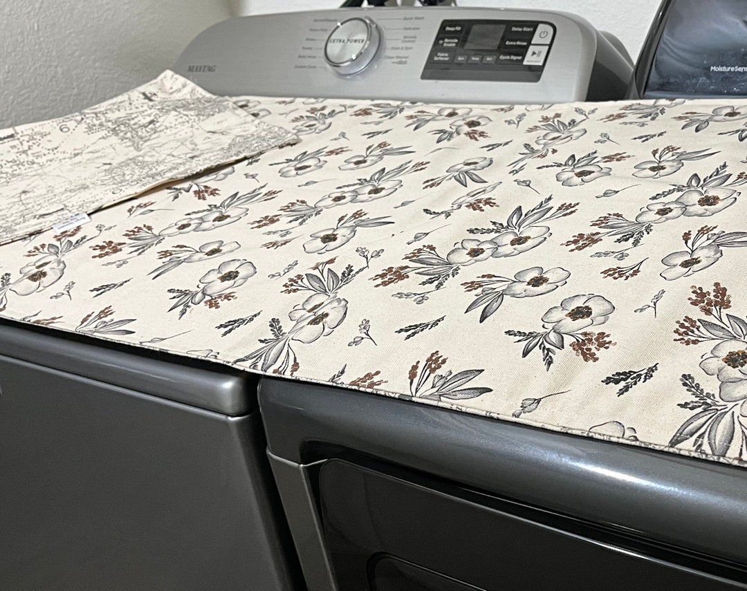 Washer & Dryer Top Cover, Duck Cotton Fabric, Flowers/airplanes, Reversible 20 X 80 Etsy