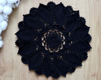 Black Crochet Doily, Lace Doily, Table Decoration