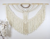 Modern Macrame Wall Hanging: Boho Bedroom Decor, 39-inch Dowel