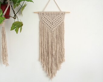 Macrame Wall Hanging: Nursery Decor, Unbleached Cotton, 15" x 23"