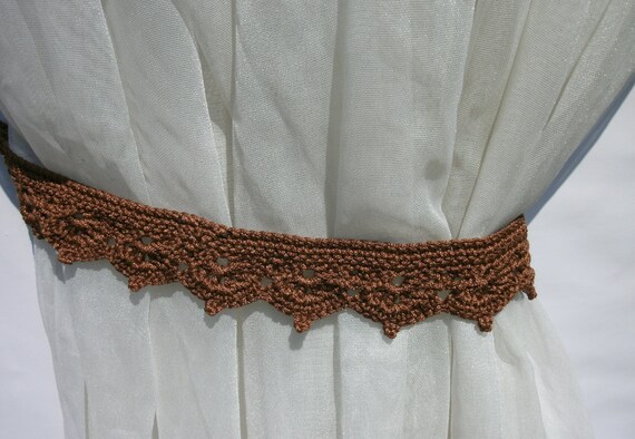 Curtain Tie Backs Brown Crochet Curtain Tie Backs Set Of 2 Etsy