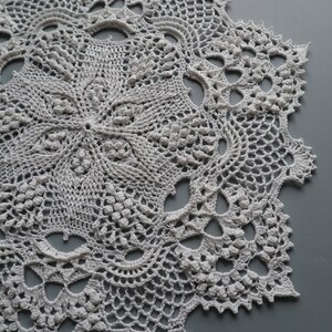 13 White Crochet Doily, Lace Table Topper, Retro Table Decor image 3
