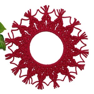 Pink Wreath Macrame, Eco-Friendly Entryway Decor, Magenta Wall hanging