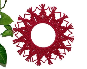 Pink Wreath Macrame, Eco-Friendly Entryway Decor, Magenta Wall hanging