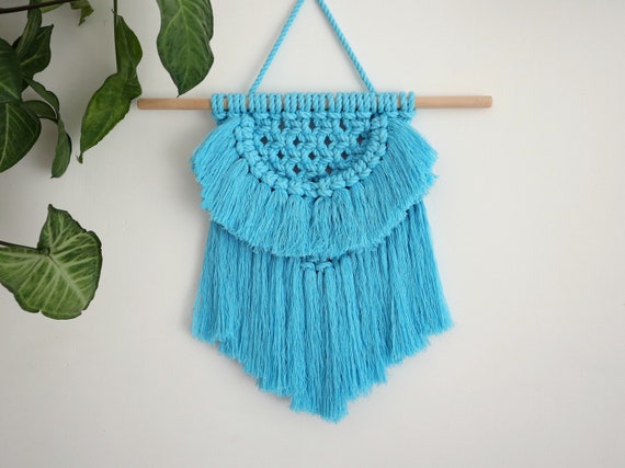 Blue Nursery Wall Decor, Small Macrame Wall Hanging, Baby Boy Nursery, Baby  Shower Gift, College Room Decor, Blue Accent Pieces 