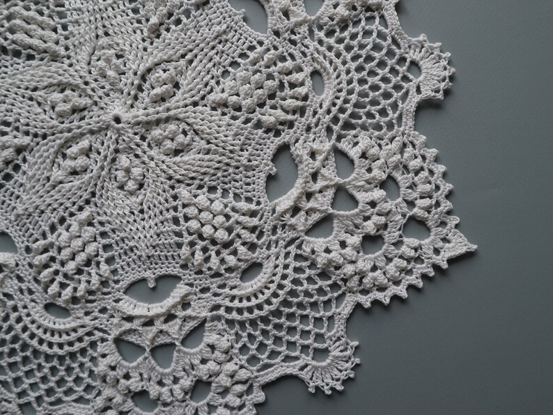 13 White Crochet Doily, Lace Table Topper, Retro Table Decor image 2
