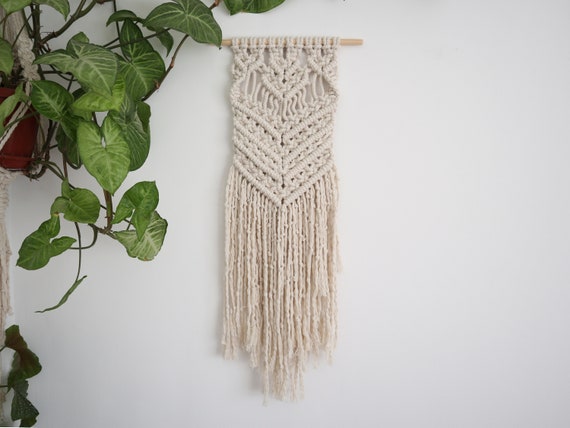 12" x 28" Boho Wall Hanging, Small Macrame Wall Art, Eco-Friendly Gift