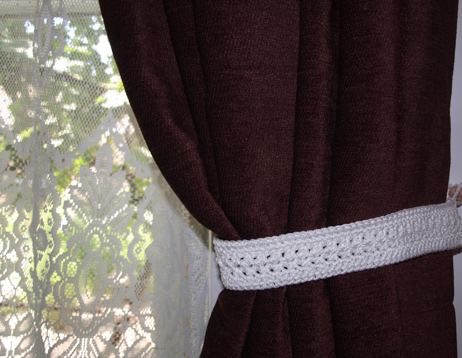 Pair of White or Black Curtain Tie Backs Etsy