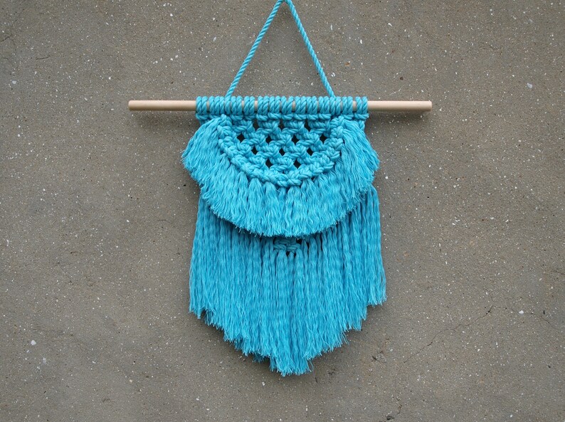 Blue nursery wall decor Blue wall hanging Small macrame ...