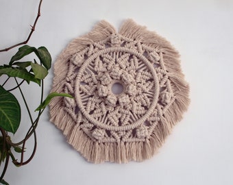 19" Modern Macrame Mandala, Bohemian Wall Decor, Round Macrame Wall Hanging