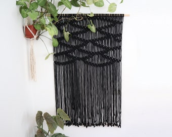 Black or White, Large Macrame Wall Hanging, Beach House Decor, coastal decor, black wall hanging, gothic boho decor