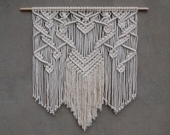 Large Macrame Wall Hanging: Boho Wedding Decor, Unbleached Cotton