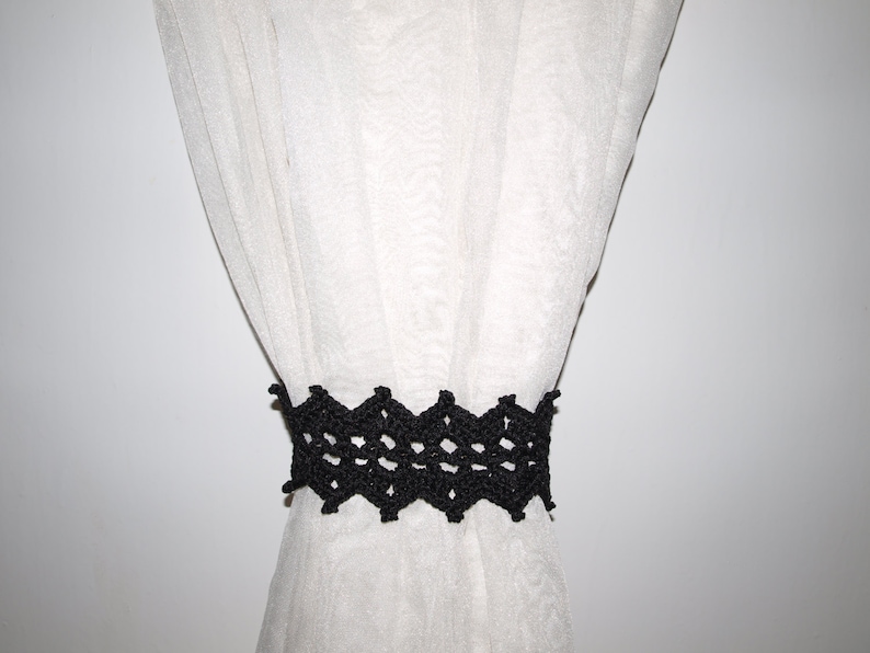 Black Tiebacks Lace Curtain Tie Backs Drapery CUSTOM ORDER Etsy