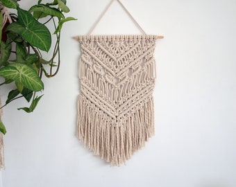 15" x 23" Macrame Wall Hanging, Entryway Wall Decor, modern macrame woven wall hanging, unique decor, neutral color eco-friendly decor