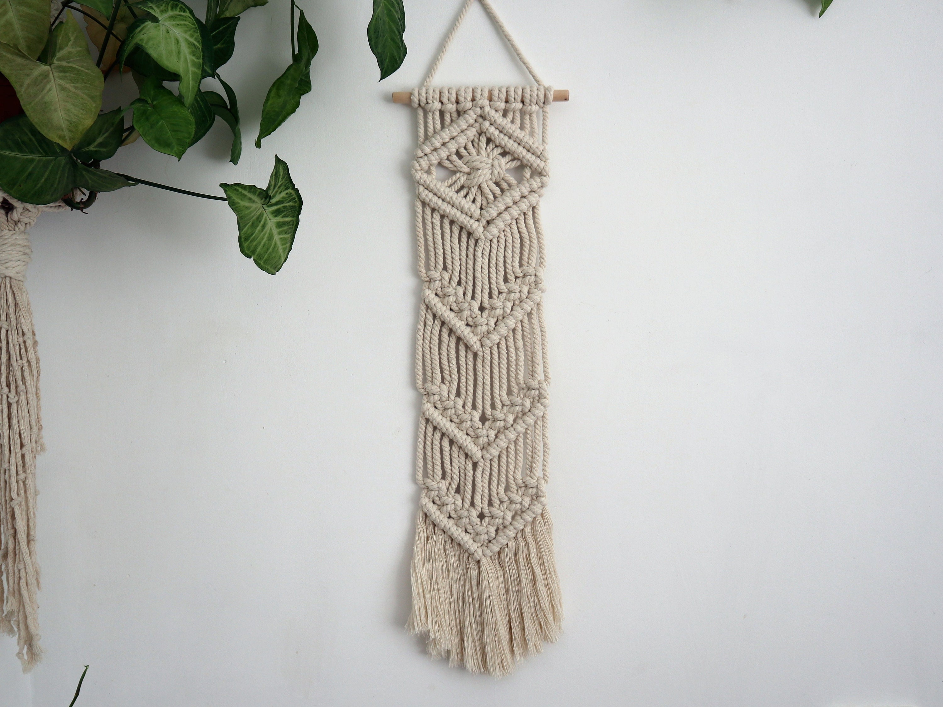Small macrame wall hanging Narrow wall decor Entryway decor Etsy