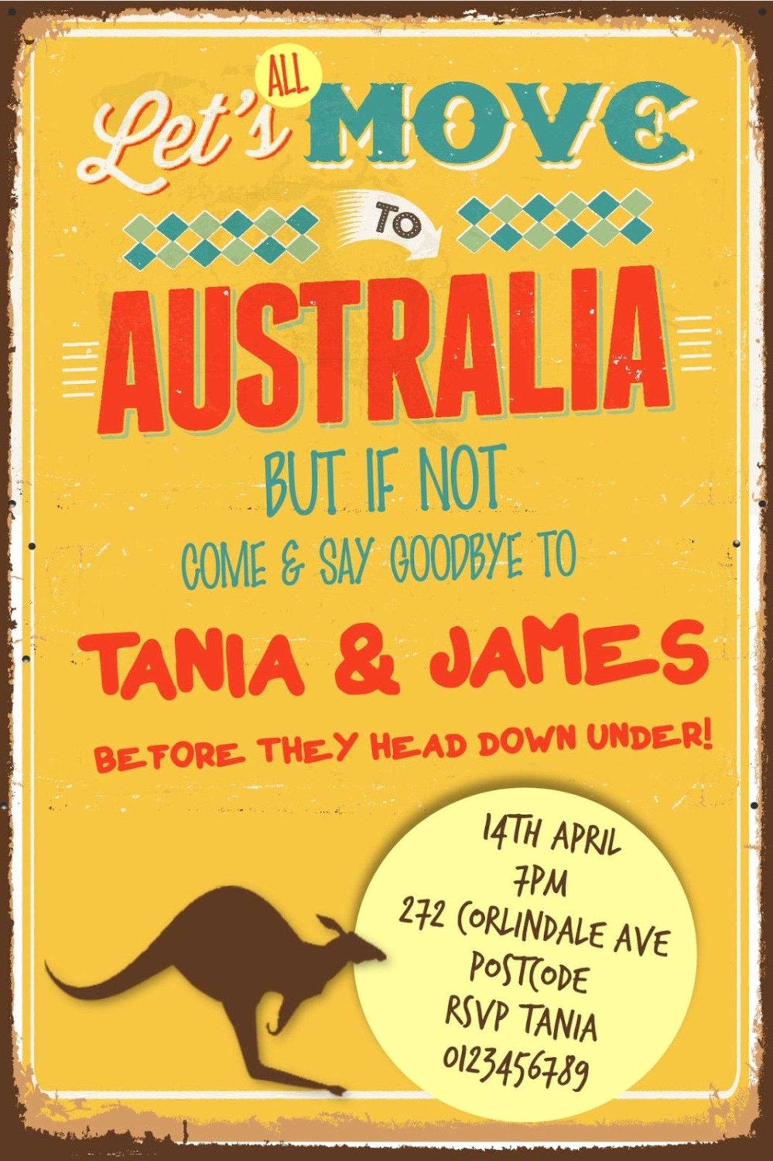 Printed Personalised Leaving Party/ Emigrating to Australia Etsy UK