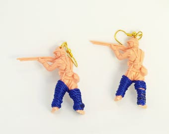 Pink and Blue Toy Soldiers Earrings