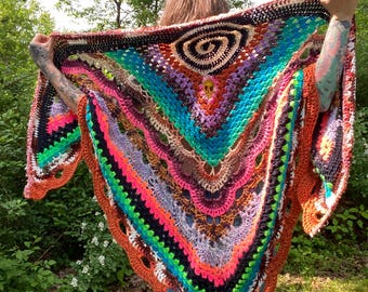 Multicolor Boho Crochet Shawl
