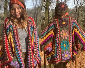 Oversized Crochet Daisy Cardigan
