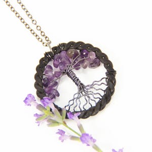 Iron Tree of Life Necklace, Turquoise 6th Anniversary Gift