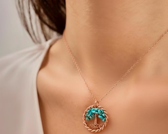 9th Anniversary Traditional Gift for Wife, Willow Tree Necklace, 9 Year Wedding Anniversary Gift for Her, Copper Tree of Life Necklace