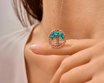 Willow Tree Gift for 9th Anniversary, 9 Years Anniversary Gift for Wife, Copper Tree of Life Necklace, 9 Year Wedding Anniversary Jewelry
