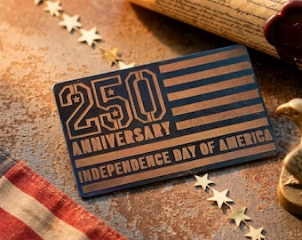 USA 250th Anniversary Commemorative Wallet Card, Personalized Steel Keepsake for Husband, Independence Day Gift Patriotic Insert